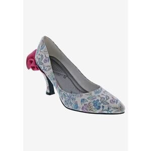 Bellini Floral Clarise Pump Ruffled Pointed Toe Slip on Pumps Women's 9W
